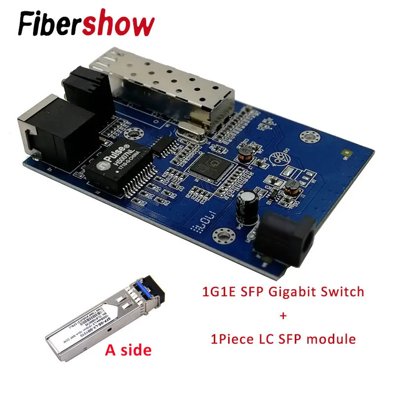 with 1310 sfp module Волоконно-оптический медиаконвертер 1 порт sfp до 1 rj45 ГБ, Оптический ethernet для ip-камера 10/100/1000 м - Цвет: with 1310 sfp module
