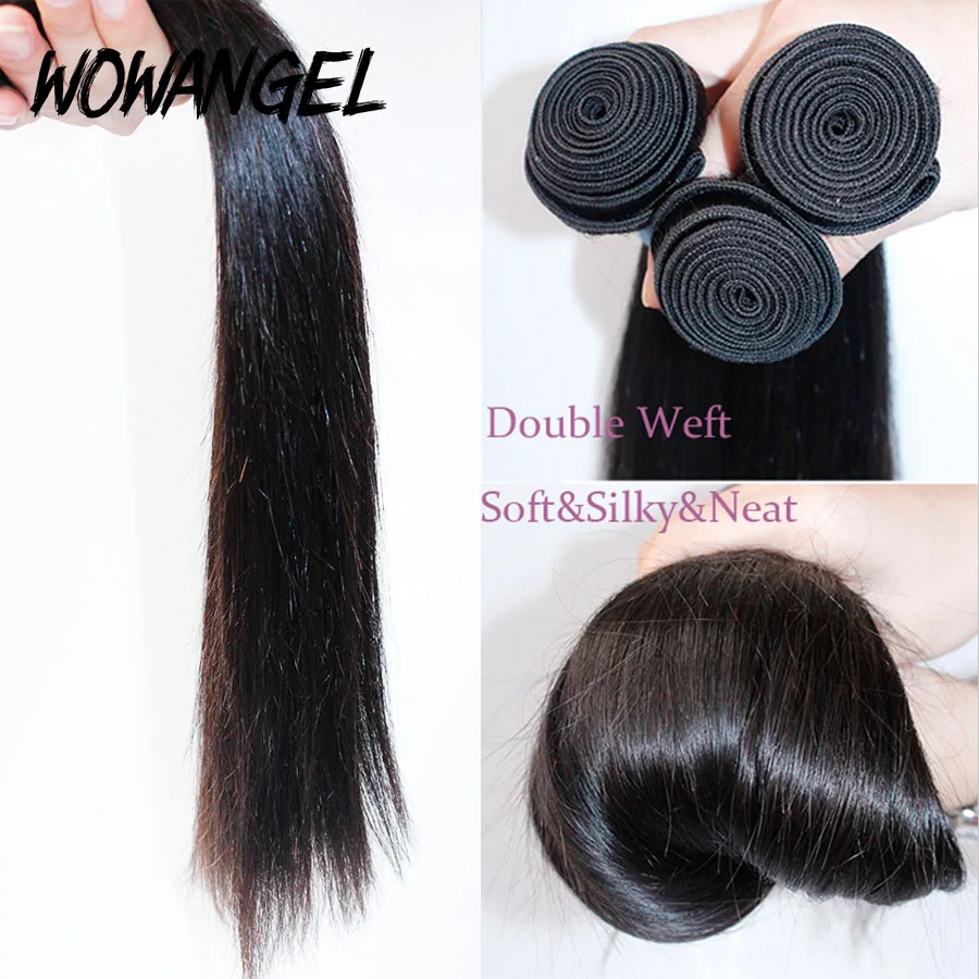Wow Angel Straight 28 30 Inch Remy Brazilian Human Hair Bundles 100% Silky Hair 3/4 pieces Human Hair Extensions Virgin Hair 4