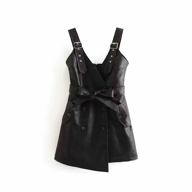 

2019 Autumn New Style Korean-style Waist Hugging Slimming Pu Elegant Dress Elegant Popular Vest Skirt Children