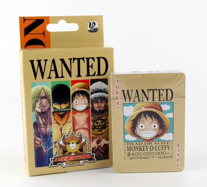 

54Pcs/set One Piece Figures Collection Monkey D. Luffy Poker Card & Roronoa Zoro Playing Cards Color Box Packing Kid Gift Toy