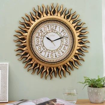 

Gold Art Wall Clock Large Creative European Retro Wall Clock Living Room Mute Reloj De Pared Modern Design DD50WC