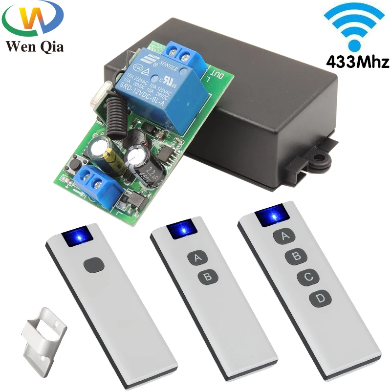 

433Mhz Smart Home Push Button Light Switches Universal Wireless Remote Control AC 100V 220V 10Amp Relay Receiver for Led Fan