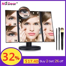 1X/2X/3X/10X Makeup Mirror LED Touch Screen Light Magnifying 22LEDs Folding Table Desktop Vanity Mirrors w Light Folding Mirror