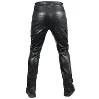 Motorcycle Rider Straight Leg Cycling Pants Motorcycle Waterproof Windproof Stretch Leather Pants Black Racing Trousers 3