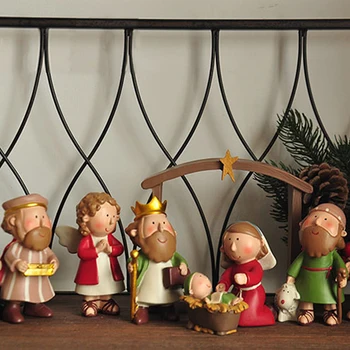 

ENNAS Collection Christian Mini Sets 10pcs Christmas Nativity Scene includes Manger, Joseph, Jesus, Mary and Wisemen