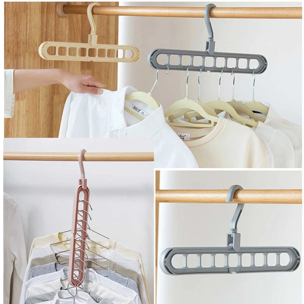 Multi-function Nine-hole Clothes Drying Rack Hanger Baby Hangers Folding Hanger Wardrobe Drying Clothes Space Saving Dropship
