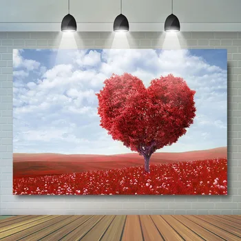 

Photography Background Valentine's Day Party Decoration Tree Red Vinyl Fantasy Romantic Teenager Lovers Backdrop Photocall