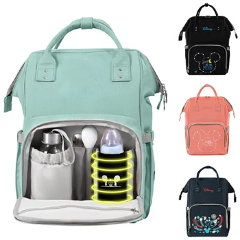 

Disney Mickey Minnie Diaper Bag USB Heating Diaper Backpack Large Capacity Oxford Baby Stroller Bag Outdoor Travel Mummy Handbag