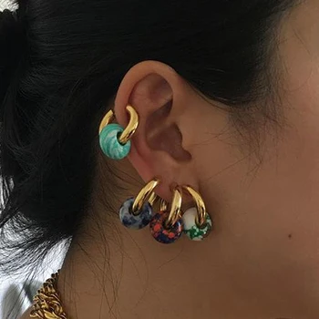 

bohemian Female Ear Wedding Dropshipping natural stone beads hoop earring women Brinco Bijoux Wholesale cheap jewelry