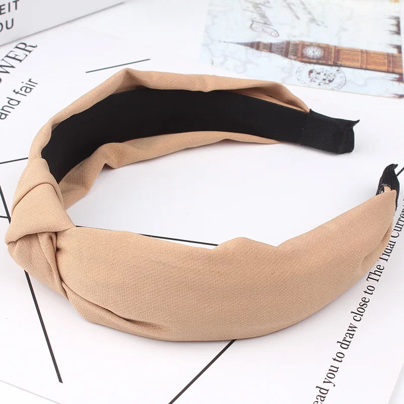 Wide Top Knot Hair Bands For Women Headdress Solid Color Cloth Headband Bezel Girls Hairband Hair Hoop Female Hair Accessories pearl hair clip