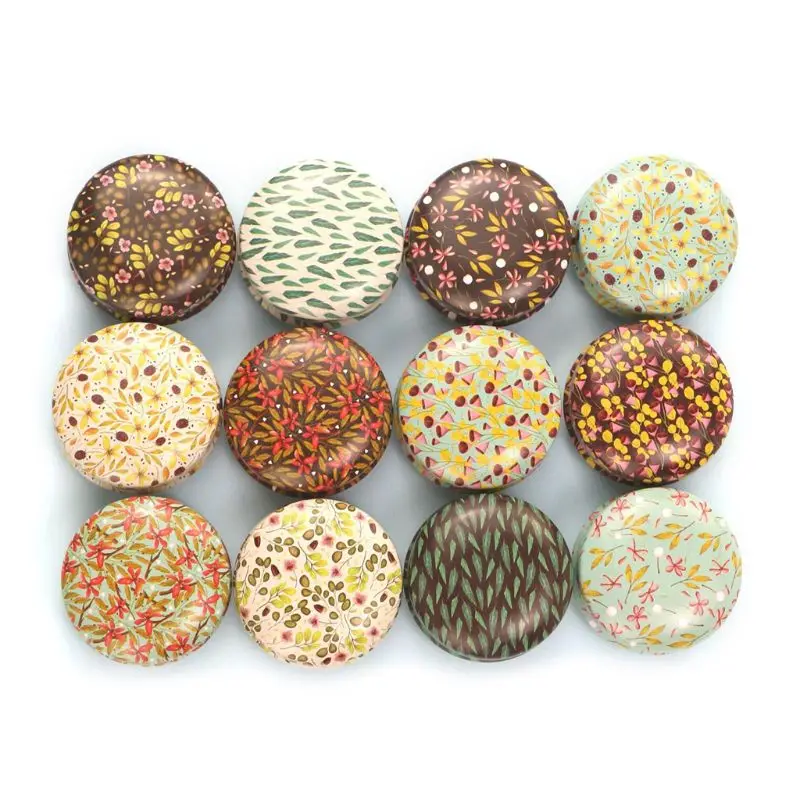 12pcs Mini Elegant Flower Tin Box DIY Candle Jar Balm Round Empty Case Portable Lipstick Spices Storage
