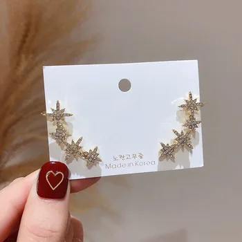 

925 Silver Eight-Pointed Star Ear Stud Ear Clip One-piece Earrings 2020 nian New Style South Korea Elegant Online Celebrity Ear