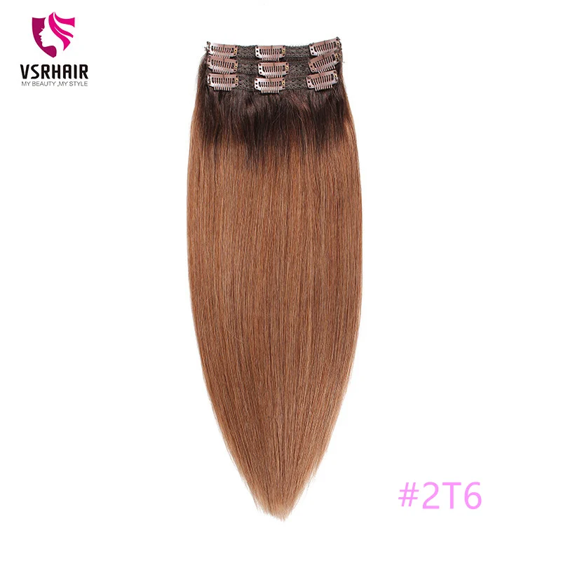 2T6 VSR машина Remy волосы для наращивания человеческие волосы для наращивания на заколках легко сделать стиль 3 шт. волосы для наращивания на заколках - Цвет: 2T6