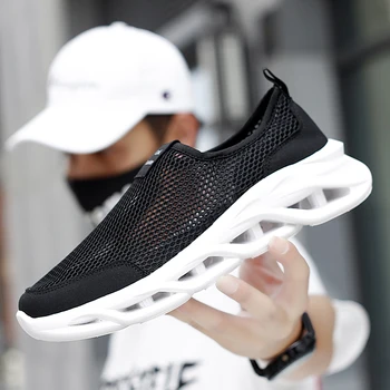 

2020 New Cheap Black Sneakers Leisure Summer Hollow Shoes Men Casual Low Top Lace Up Male Shoes Walking Soft Flats Shoes