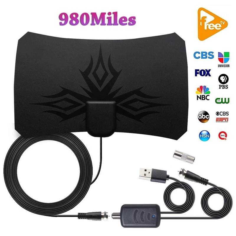 FULL-4K Digital HDTV Aerial Indoor Amplified Antenna 980 Miles Range with 1080P DVB-T2 Freeview TV