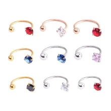 L циркониевые серьги для ушей типа C, европейские и американские простые серьги для пирсинга из нержавеющей стали, титановые стальные серьги для пирсинга в носу