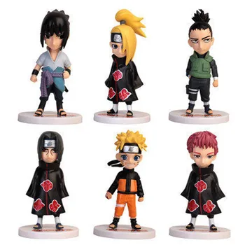 

6Pcs/set Naruto Hokage Uchiha Itachi Uzumaki Naruto Yahiko Konan Uchiha Sasuke Killer B PVC Action Figure Toy OPP 10-12CM A36