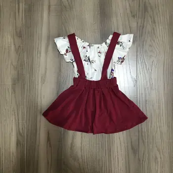 

baby girl spring clothes girls 2 pcs dress outfits girl floral raglan with wine red slip dress