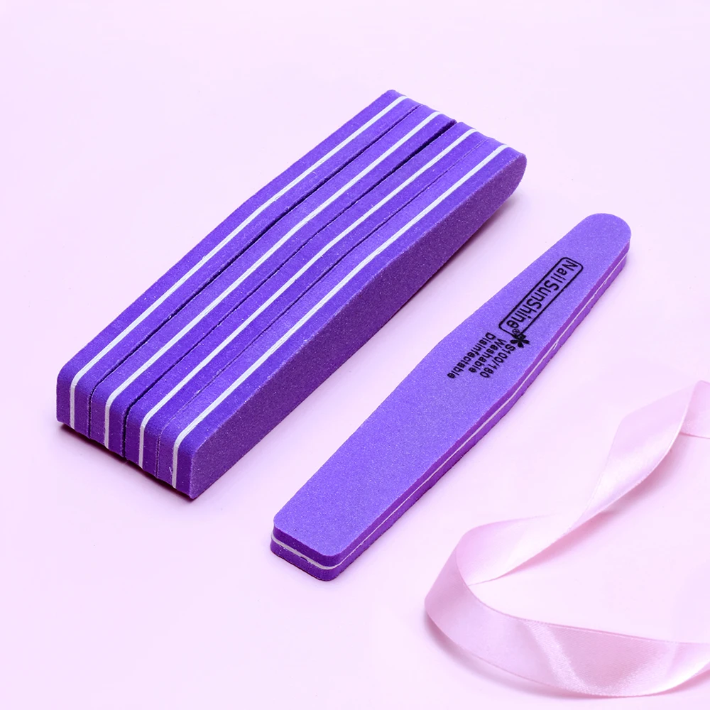 

100 Pcs Double-side Purple 100/180 Nail File Buffer Trimmer Buffer Washable Sanding Nail Files Sponge For Nail Art Tools TF19#