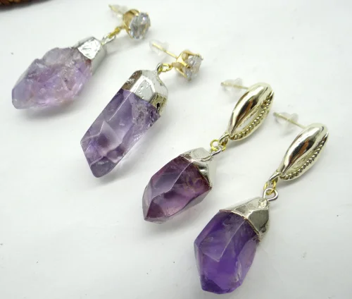 

Natural stone Irregular Shape Purple Amethysts Quartz Crystal Pendant for diy Jewelry making Earrings Ms. gift