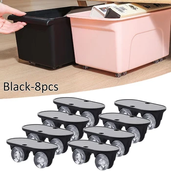 

8PCS Adhesive Pulley Storage Box Casters No Noise Box Wheels Trash Can Furniture Caster Wheel For Home Storage Box Moving Tools