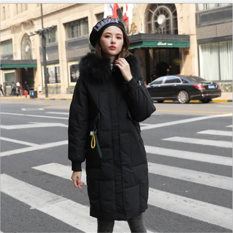 Цветная куртка с меховым воротником Abrigos Mujer Invierno, хлопок, пуховик, женское плотное Свободное пальто с хлопковой подкладкой, Повседневная зимняя одежда H229