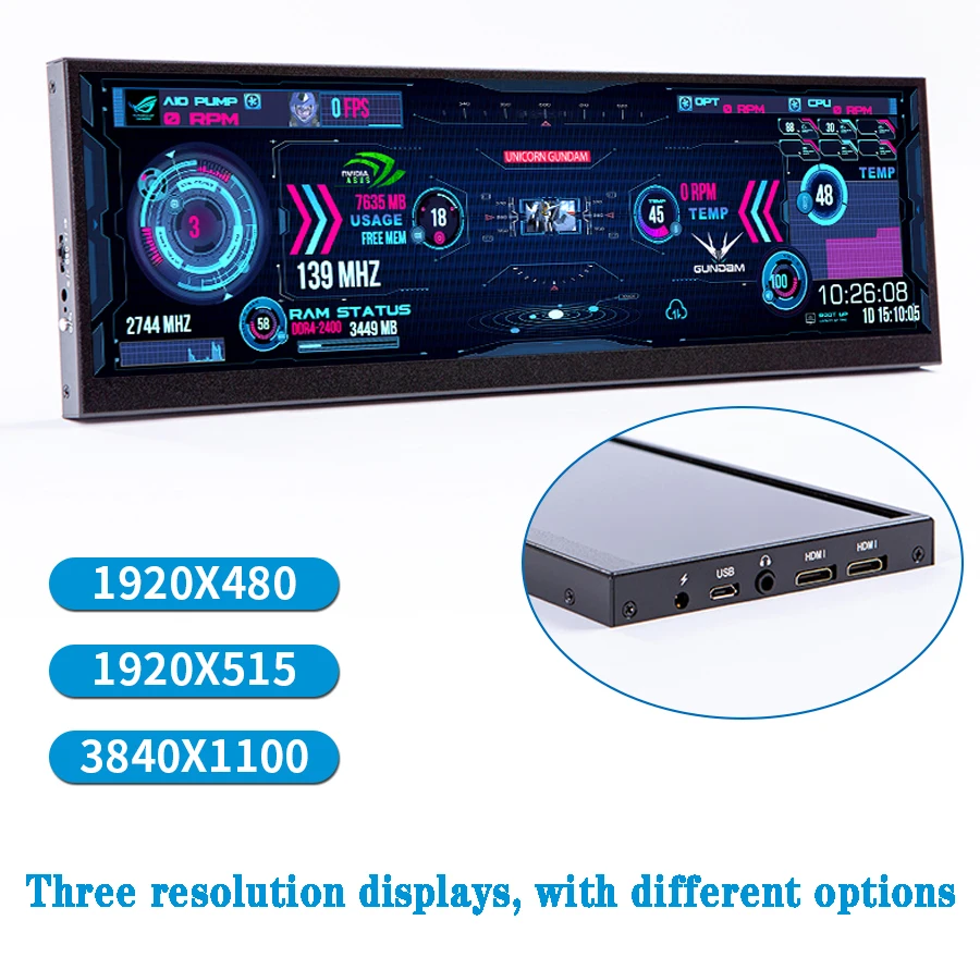 Chassis secondary screen aida64 extended ASUS same dual-screen 4K computer desk with DIY 3840x1100 monitor | Электроника