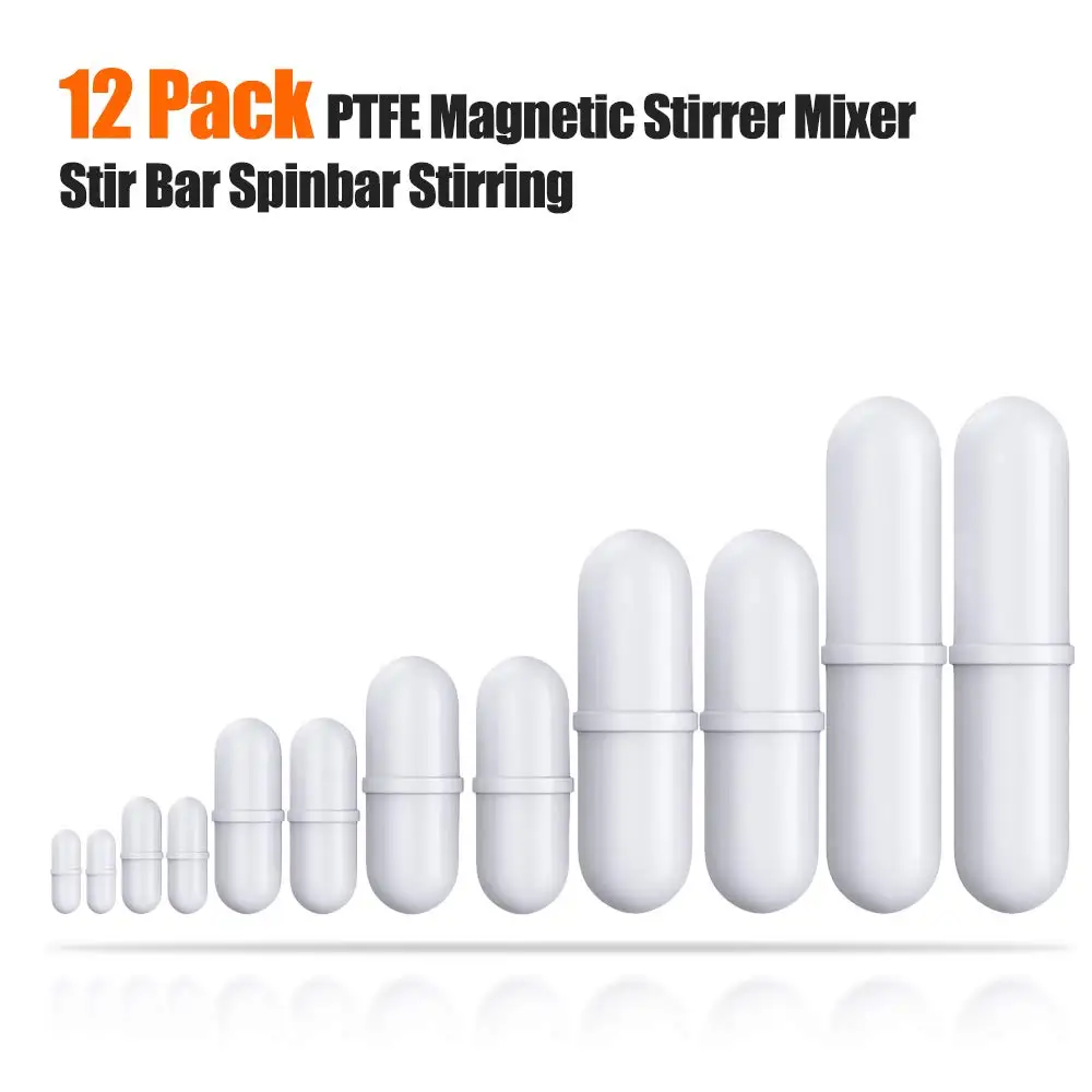 Magnetic Stir Bar PTFE Magnetic Stirrer/Mixer BarSpinbar Octagon StirringBar12Pcs Set,White