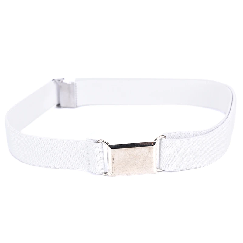 Белый Children Kids Solid Color Unisex Canvas Belts Boys Girls Elastic Belt Adjustable - Цвет: Белый