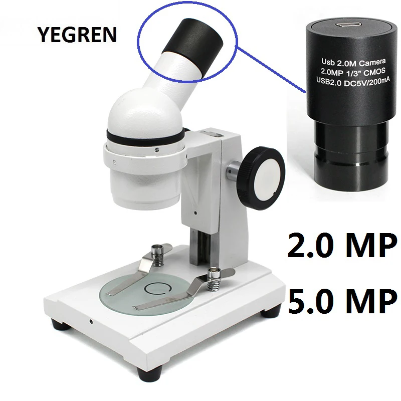 20X 40X Digital Microscope Monocular Dissecting Stereo Microscope 20X or 40X UP-right Image with 2.0MP or 5.0MP USB Camera