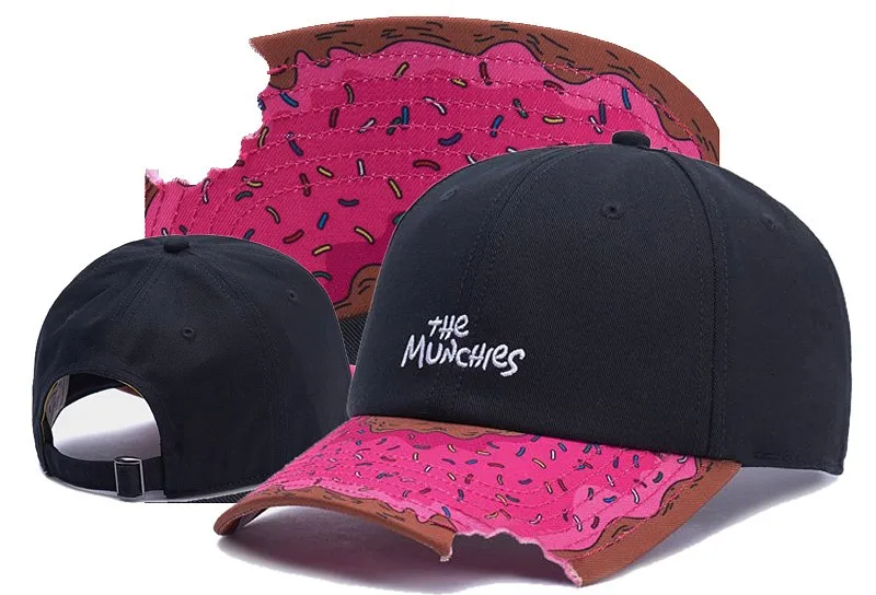 

Black with pink MUNCHIES curved cap Pink girls boy hip hop baseball cap for men women adult outdoor casual sun snapback hat
