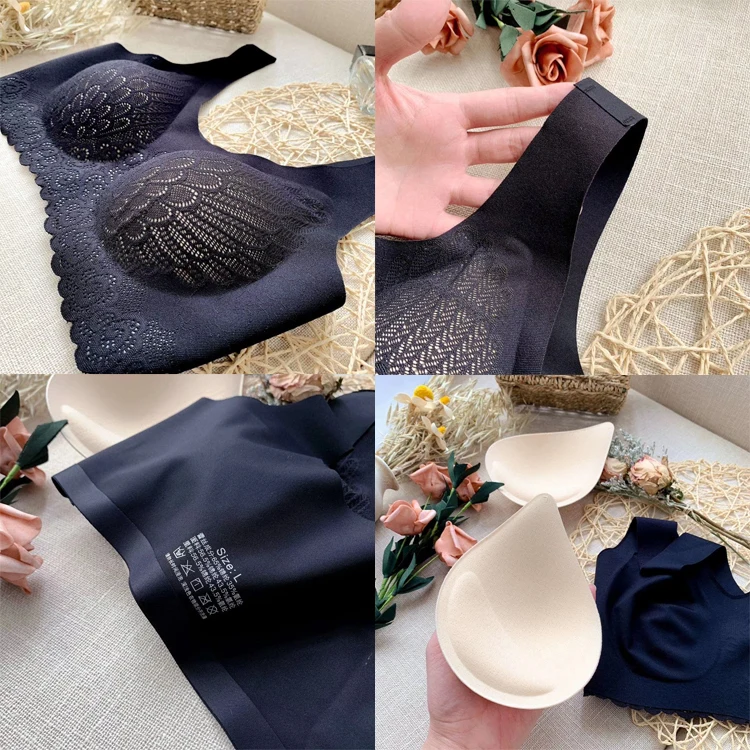 Thailand latex underwear seamless women push up sexy sports padded bra
