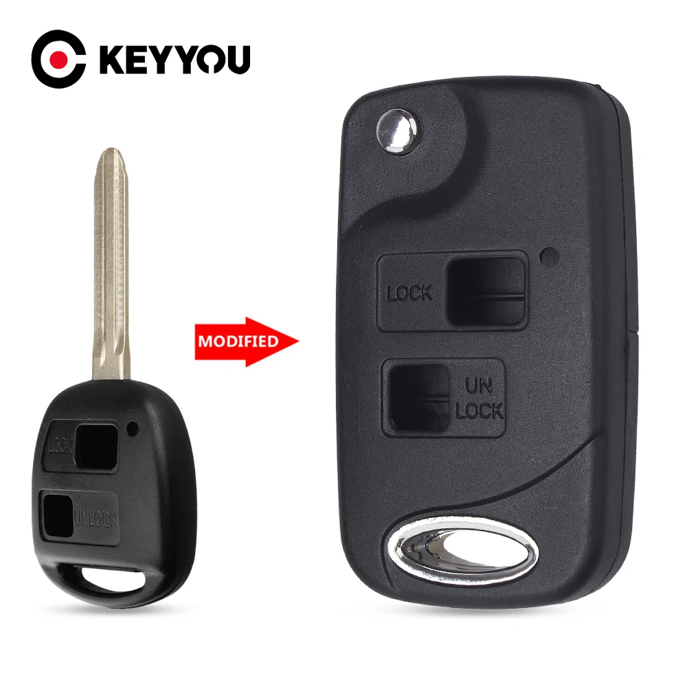 2 Button Car Remote Flip Key Fob Case for Toyota Corolla Celica Rav 4 Yaris k