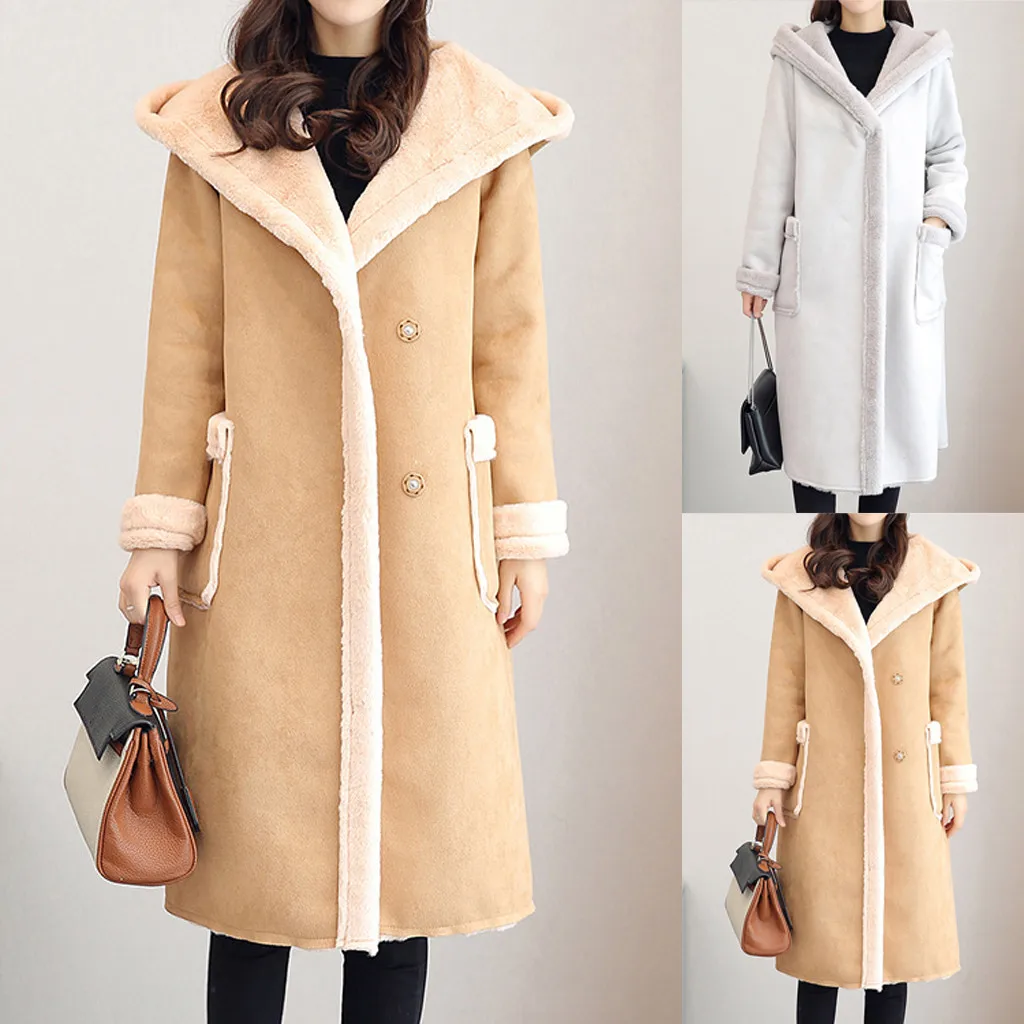 

Women Elegant Winter wool Overcoat Long solid Woolen Coat Cardigan Loose Plus Size Abrigos Mujer Manteau Femme Hiver @9