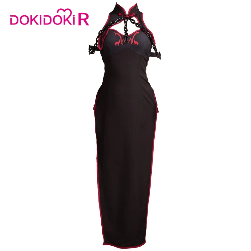 DokiDoki-R Fate/Grand Order Жанна д 'Арк альтер косплей костюм игра Fate Косплей Чонсам женское сексуальное черное платье костюм