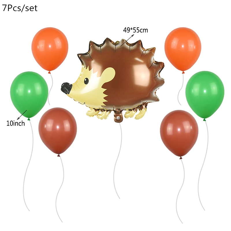7pcs hedgehog setB Jungle Animal Balloons Happy Birthday Banner for Jungle Party Decorations Baby Shower Birthday Safari Party Supplies Favors - Цвет: 7pcs hedgehog setB