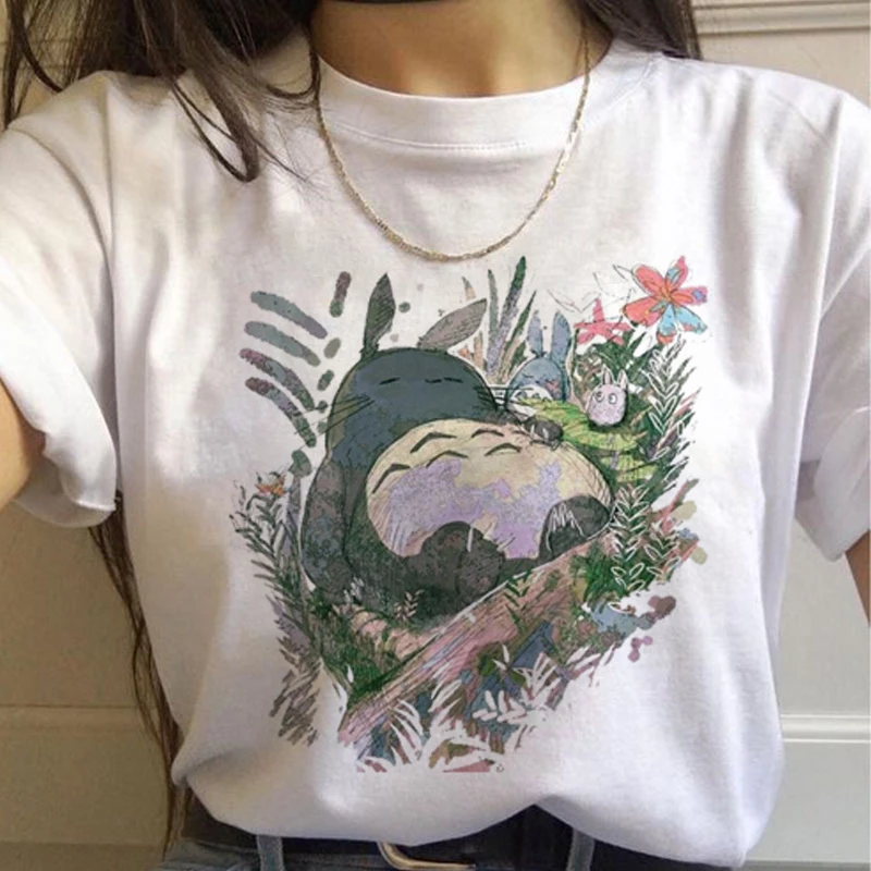 Totoro Studio Ghibli Harajuku футболка женская Miyazaki Hayao Ullzang Kwaii футболка с рисунком 90s футболка "Аниме" модная футболка женская