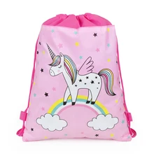 Drawstring Bag Double Rope Unicorn Cartoon Pattern Backpack Waterproof Storage Bag Suitable For Children Gift Backpack drawstring bow double zipper backpack