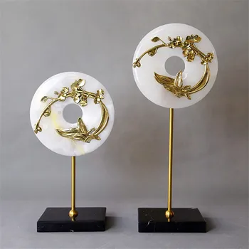 

[HHT] NEW CHINESE STYLE NATURAL JADE ORNAMENTS HOME DECORATION LIVING ROOM TV CABINET ENTRANCE FURNISHINGS MARBLE COPPER CRAFTS