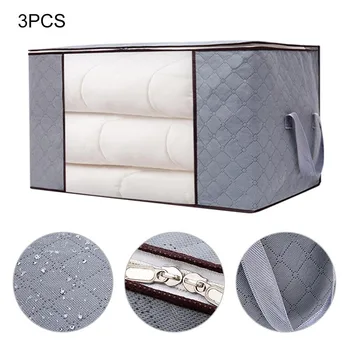 

3pcs Clothes Quilt Storage Bag Blanket Closet Sweater Organizer Box Sorting Pouches Clothes Cabinet Container Travel Home #yC