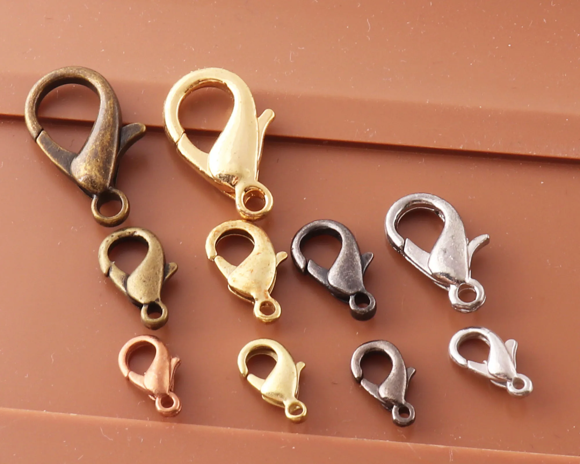 30 Pcs Lobster Clasp Jewelry Findings Charm 12x6mm/8mm*15mm Gold Silver