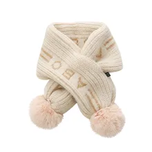 Лоскутный шарф теплые трикотажные шарфы милый осенне-зимний теплый однотонный шарф с помпоном для маленьких мальчиков и девочек 19Oct07