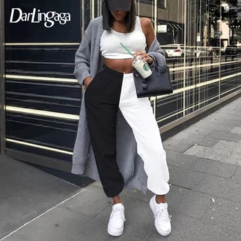 

Darlingaga Streetwear Patchwork Sweatpants High Waist Pants Contrast Color Casual Trousers Women's Pants Baggy Pantalones Bottom