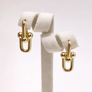 

High Quality U Bamboo Joint Chain Pendant Rose Gold Color Drop Earring For Women Fashion Jewelry DE005