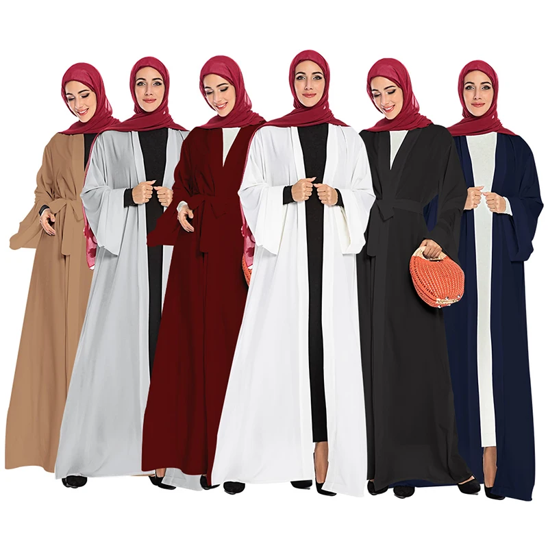Однотонное открытое кимоно Abaya Дубай кафтан ислам мусульманский хиджаб платье