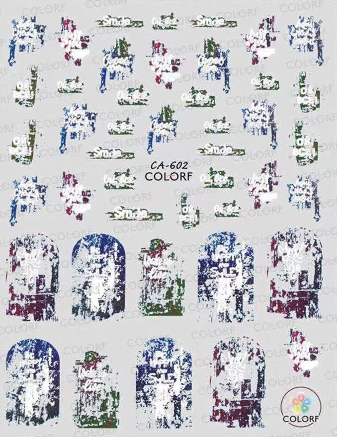 SN-02 английская буква 8*10,3 см серия Дизайн крутой стикеры 3D на ногти Nail Art Наклейка шаблон инструмент для ногтевого дизайна украшения - Цвет: CA-602