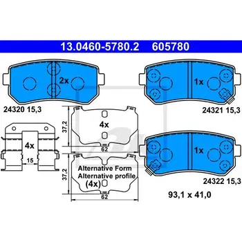 

Disc pads z \ KIA cee 'd/Rio 1.4-1.6i/1.5-1.6CRDi 05 ATE 1