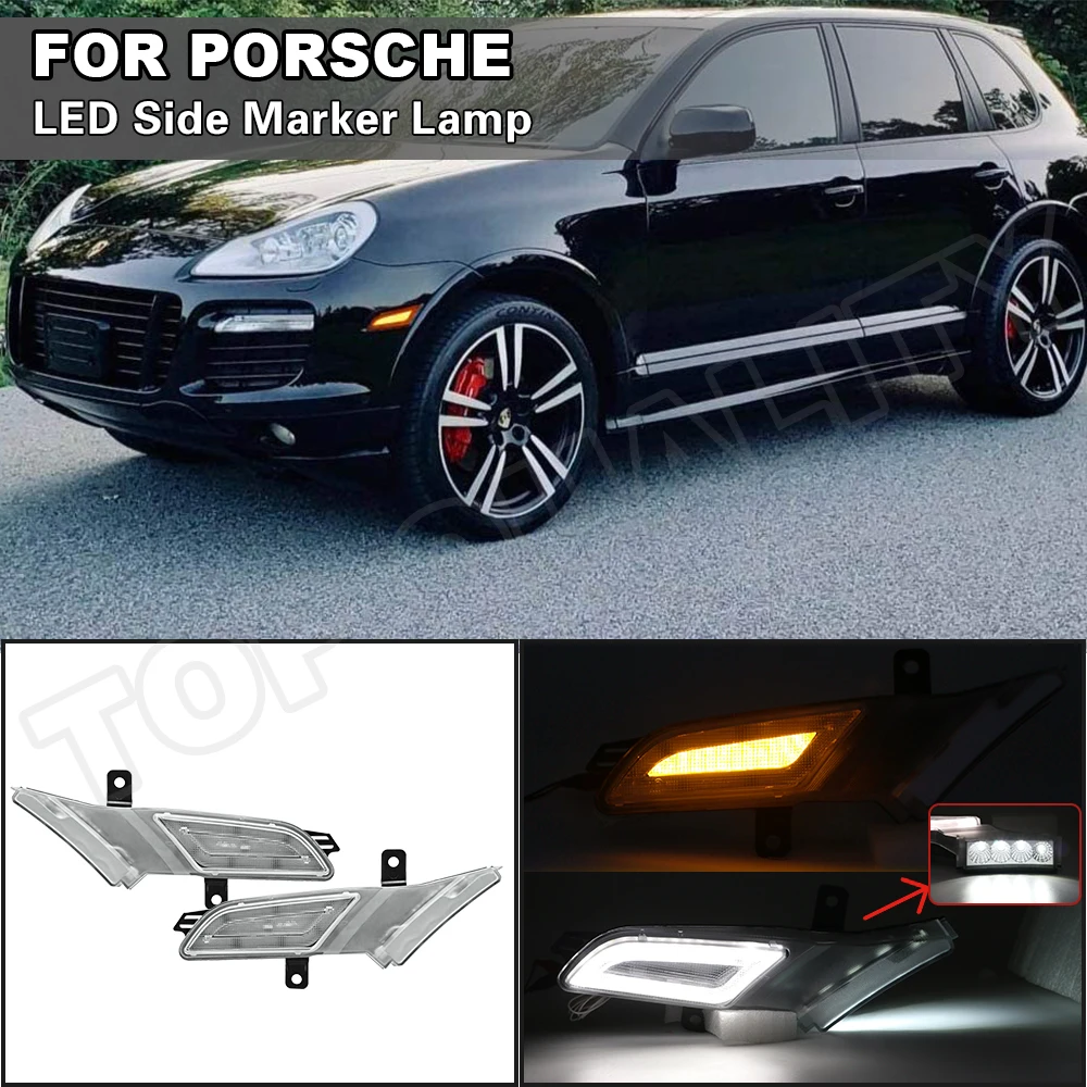For 2007 2008 2009 2010 Porsche Cayenne 957 Front LED Fender Side Marker Turn Signal Light Amber
