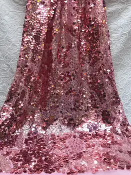 

New French African Lace Fabric Guipure Sequined Sequins Cotton Cord Tulle Nigerian Tissu Mesh India Lace For Wedding Dress gold
