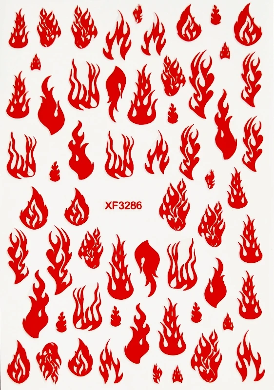 XF3286 red Сделай Сам лазерный Золотой Серебряный огненный дизайн ногтей декоративный стикер для ногтей маникюр красное пламя дизайн наклейки задние наконечники для клея - Цвет: XF3286 red